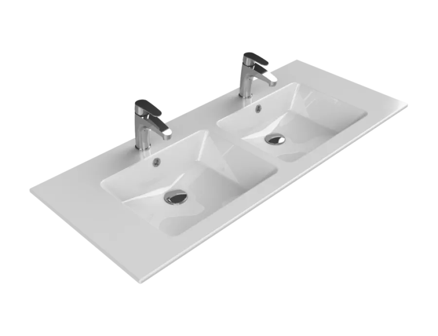 Etajerli Lavabo, İbiza, 121x51 cm (Çift Hazneli)